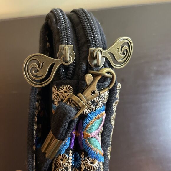 Women's Embroidered Floral Boho Shoulder Bag Purse Small - Picture 3 of 10